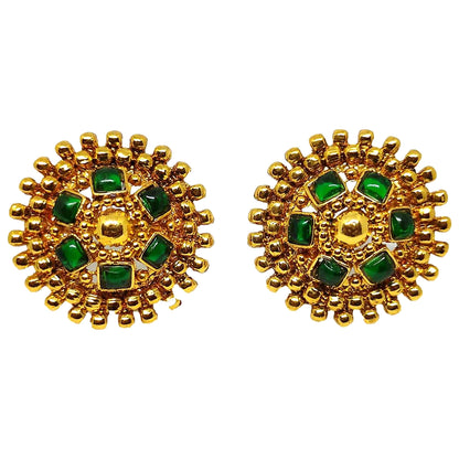 Nex Jewellers Green Meenakari Kundan Bridal Long Dazzling Necklace Earring Set jewellery for Women Gold Tone Designer Peacock, Flower Kundan Artificial Stones & Pearls Drop Bridal Necklace for Women