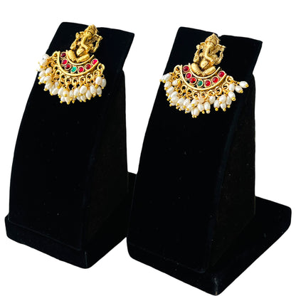 Nex Jewellers Micro Gold Plated Choker Traditional Jewellery Set for Women | Ganesh Necklace Temple jewellery set Festive Wedding Party Necklace | Like Original Gold Jewellery
