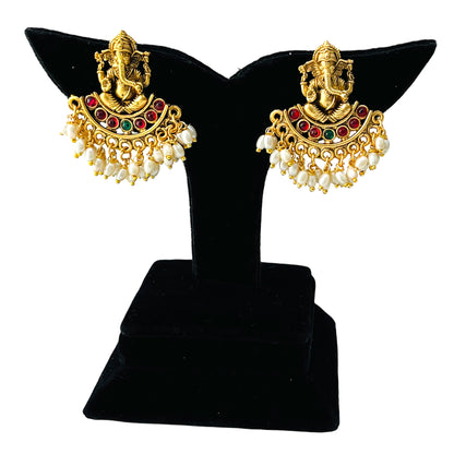 Nex Jewellers Micro Gold Plated Choker Traditional Jewellery Set for Women | Ganesh Necklace Temple jewellery set Festive Wedding Party Necklace | Like Original Gold Jewellery