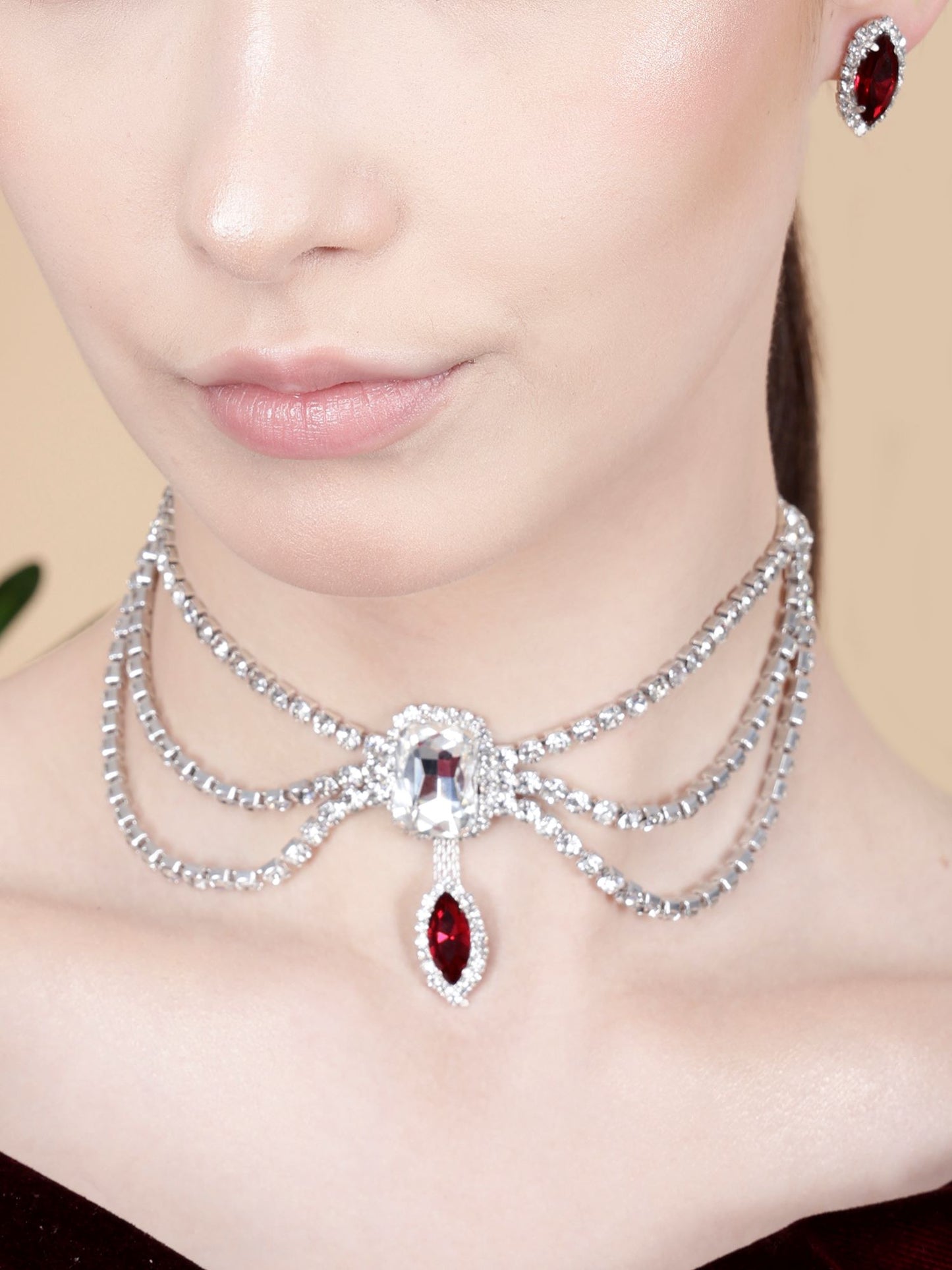 Nex Jewellers Maroon Kundan Bridal Jewellery Set Polki Stone Traditional wedding Beautiful Meenakari Choker Necklace Jewellery Set for Women
