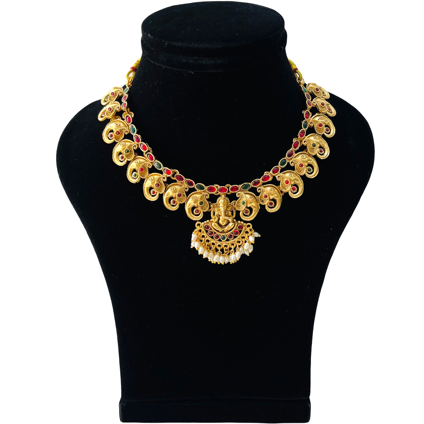 Nex Jewellers Micro Gold Plated Choker Traditional Jewellery Set for Women | Ganesh Necklace Temple jewellery set Festive Wedding Party Necklace | Like Original Gold Jewellery