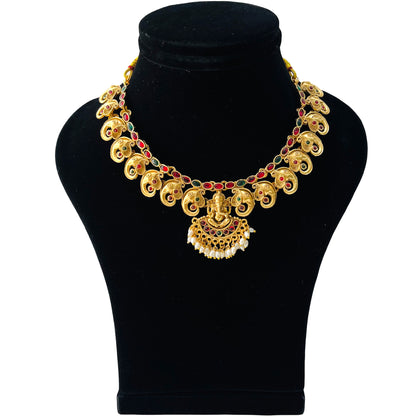 Nex Jewellers Micro Gold Plated Choker Traditional Jewellery Set for Women | Ganesh Necklace Temple jewellery set Festive Wedding Party Necklace | Like Original Gold Jewellery