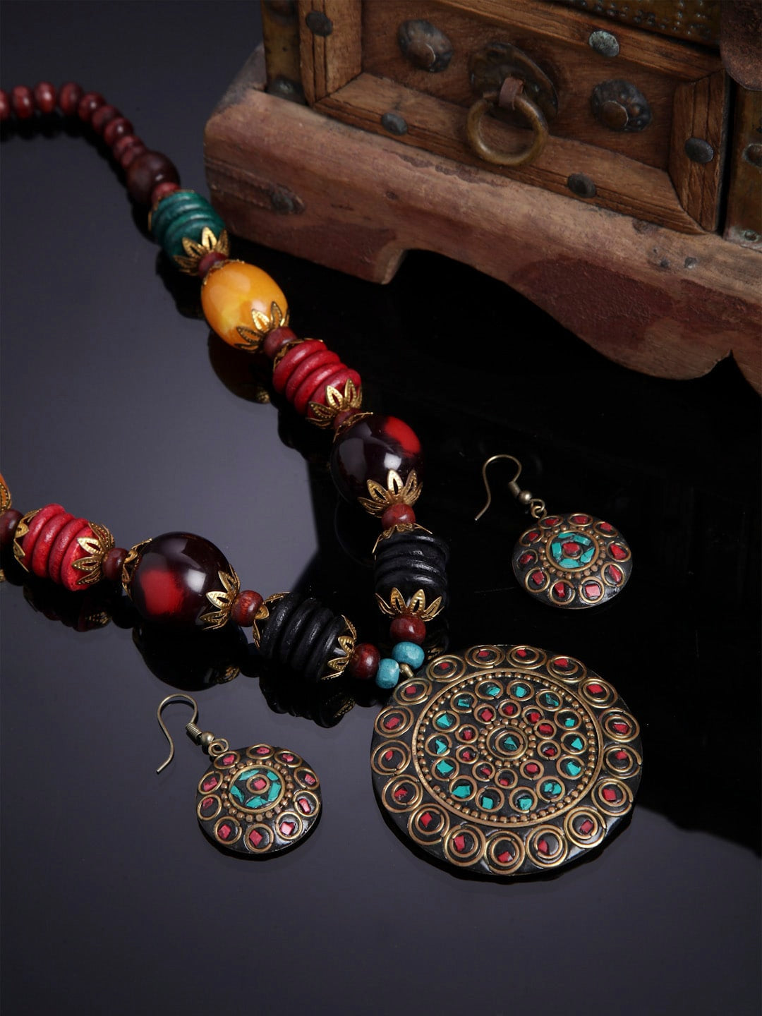 Nex Jewellers Multi Beads luxurious Party jewellery Latest Stylish Antique Beautiful Necklace &  Earring for Women