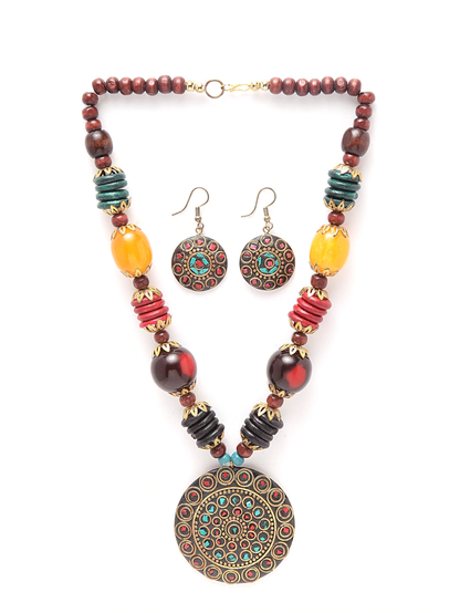 Nex Jewellers Multi Beads luxurious Party jewellery Latest Stylish Antique Beautiful Necklace &  Earring for Women