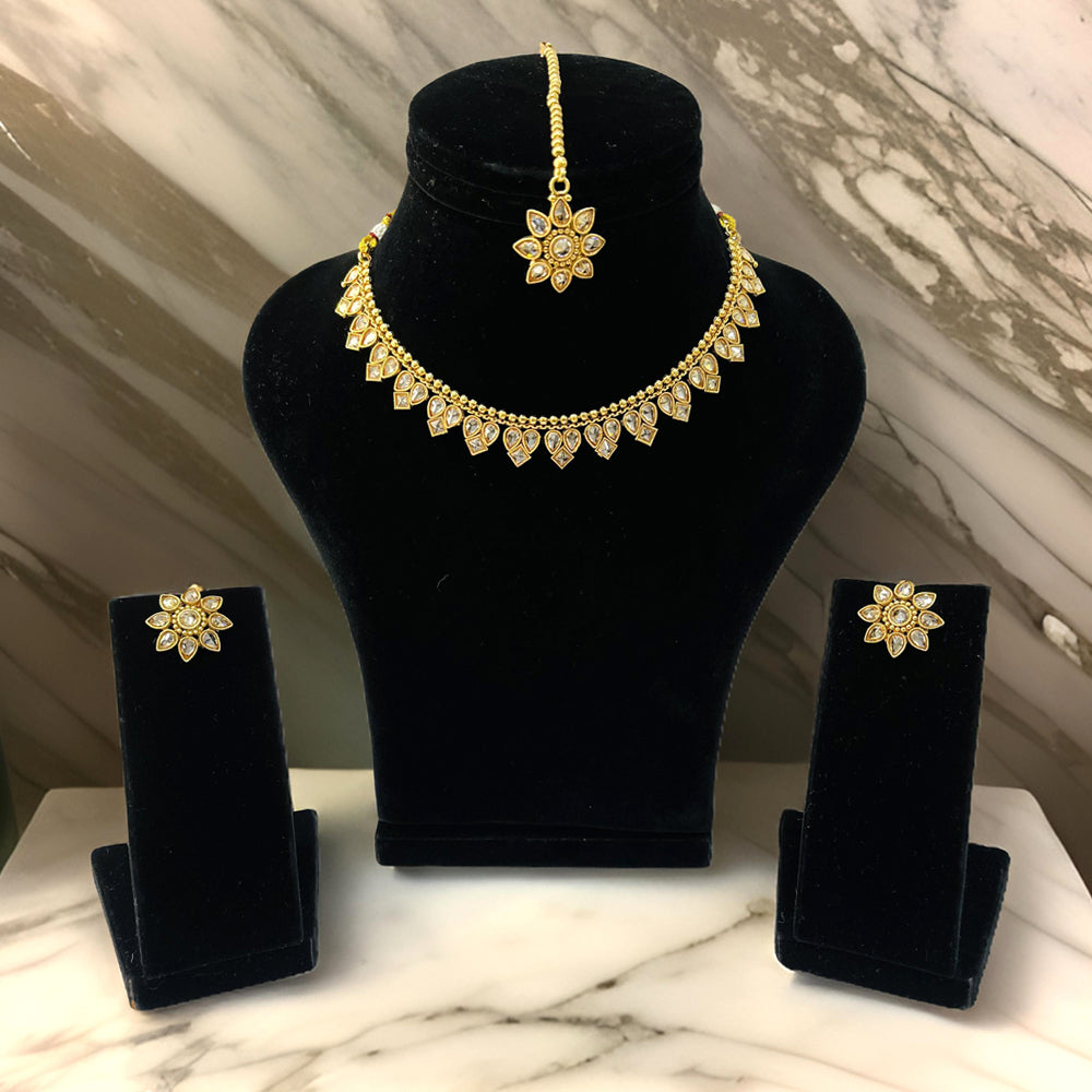 Nex Jewellers Brown Beads luxurious gold AD Crystal Choker Necklace Kundan crafted with design Polki stone Traditional Latest Stylish Antique Beautiful Meenakari Pearls Party Wedding Festive For Women