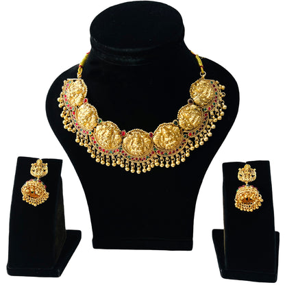 Nex Jewellers Latest Stylish Fancy Pearl Choker Traditional Jewellery Set for Women | Temple Necklace Set | Festive Wedding Party Necklace | Gold Plated | Just Like Original Gold Jewellery