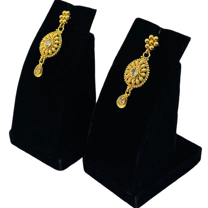 Nex Jewellers Rajputana Rajasthani Traditional Latest Stylish Antique Gold Plated Designer Peacock, Flower Long Kundan Choker Necklace & Pearls Necklace Earring Set for Women