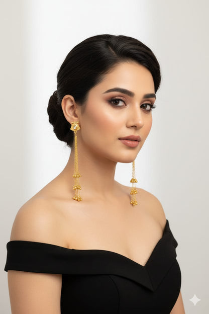 Nex Jewellers Multicolour long kashmiri jhumka for women chandbali earrings chand baliyan | kashmiri earrings for women | bahubali earrings