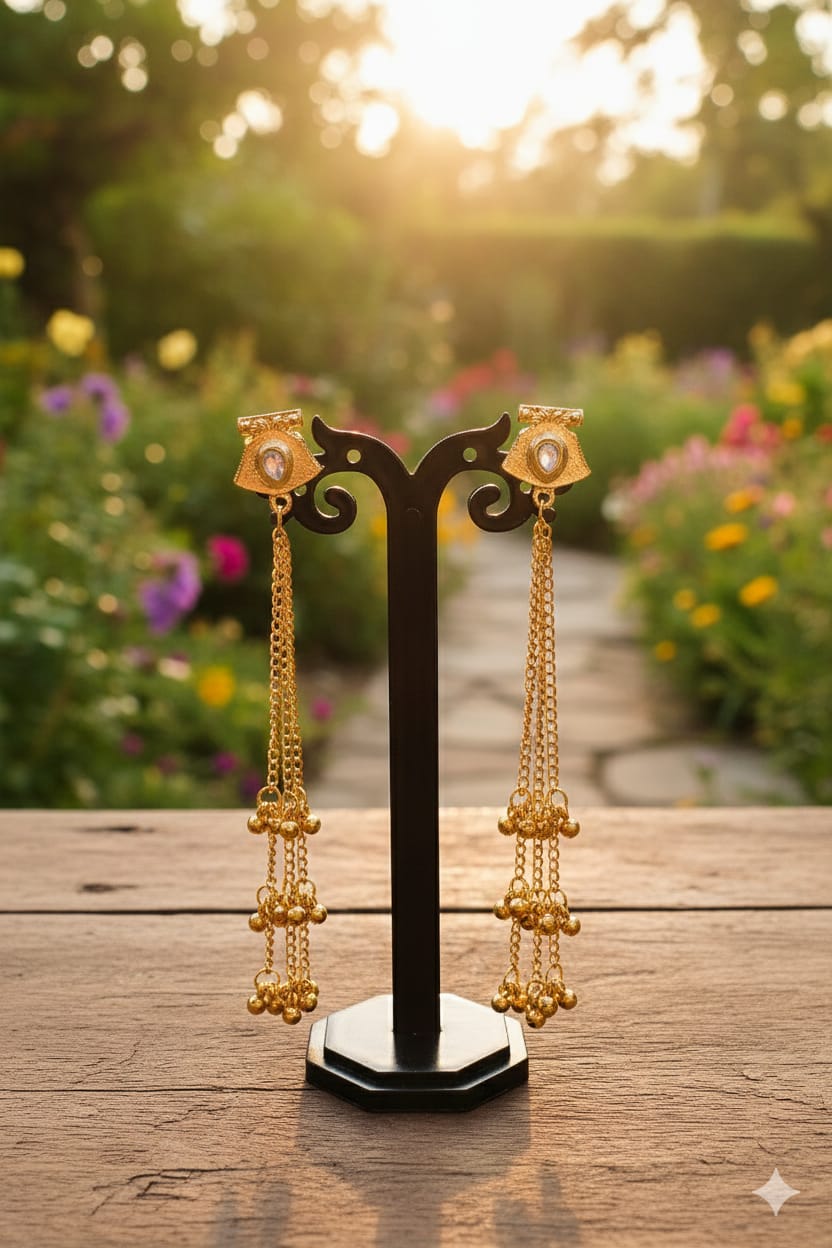 Nex Jewellers Multicolour long kashmiri jhumka for women chandbali earrings chand baliyan | kashmiri earrings for women | bahubali earrings