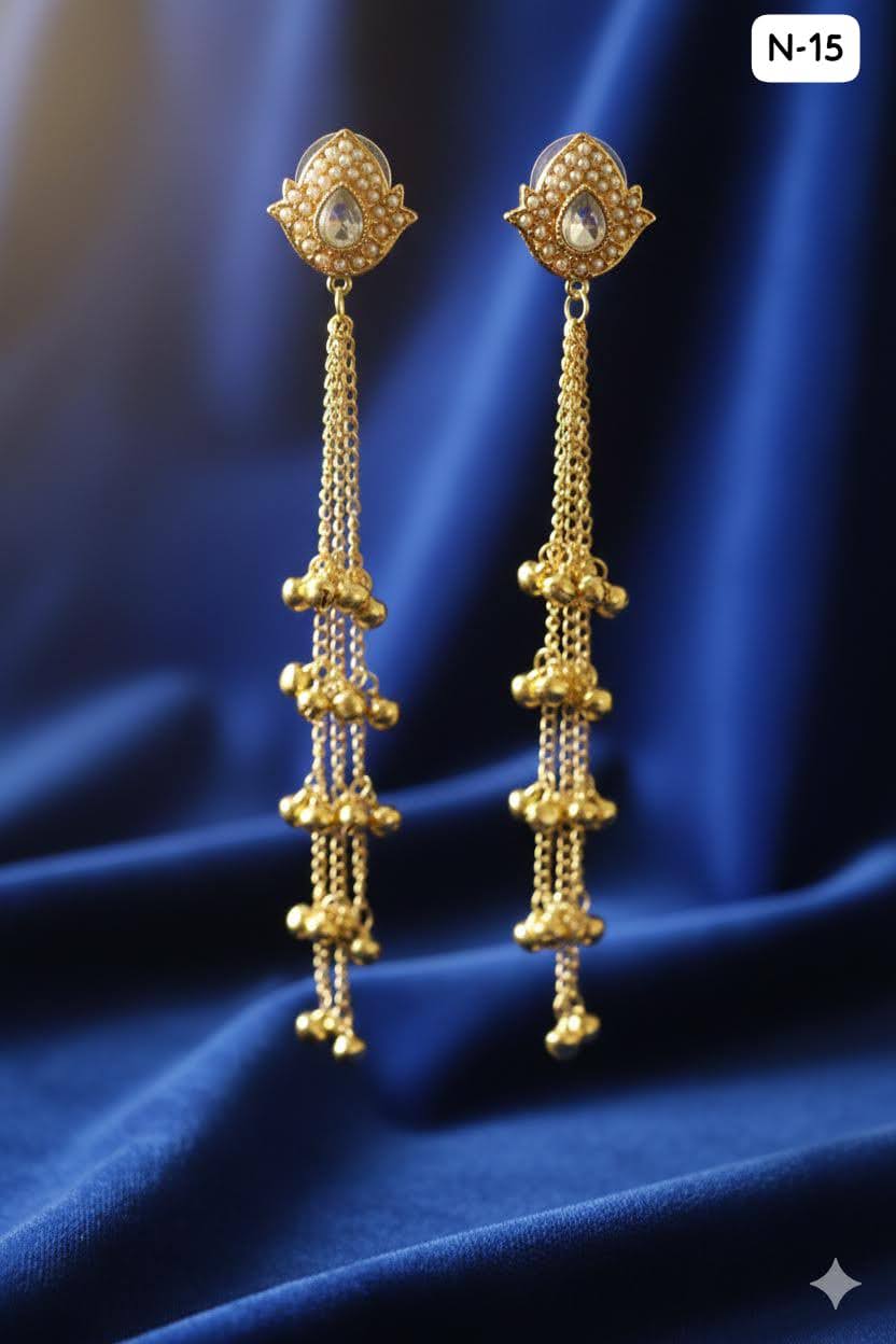 Nex Jewellers Multicolour long kashmiri jhumka for women chandbali earrings | kashmiri earrings for women | bahubali earrings stylish | Traditional Indian Festive Jewelry | Long Chain Tassels