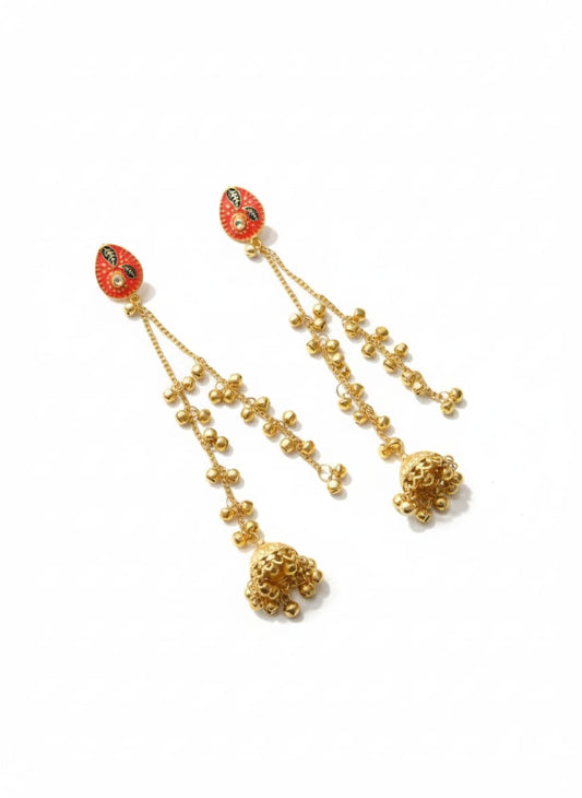 Nex Jewellers Multicolour long kashmiri jhumka for women chandbali earrings chand baliyan | kashmiri earrings for women | Traditional Indian Festive Jewelry | Pearl Drop Latkan Jewellery