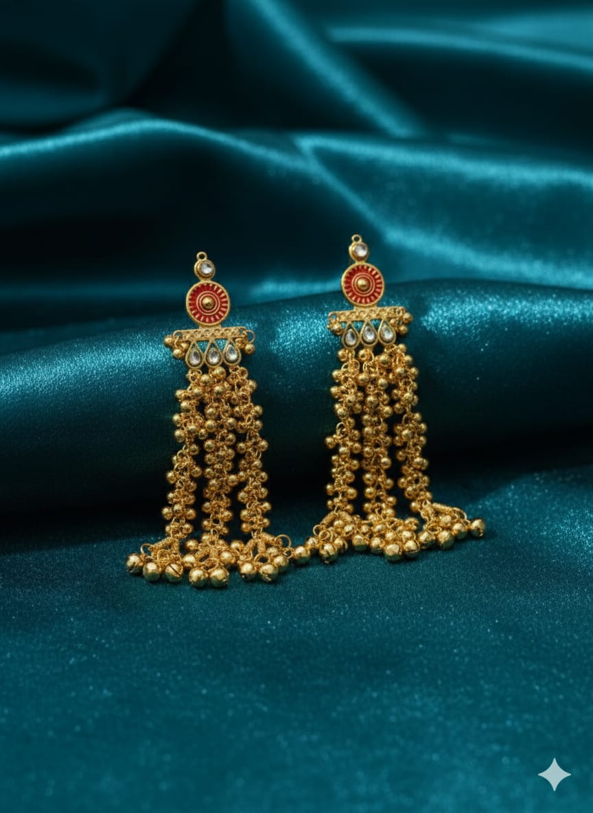 Nex Jewellers Multicolour long kashmiri jhumka for women chandbali earrings chand baliyan | kashmiri earrings for women | bahubali earrings stylish | Traditional Indian Festive Jewelry | Long Chain Tassels