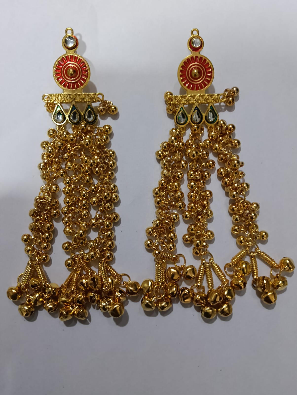 Nex Jewellers Multicolour long kashmiri jhumka for women chandbali earrings chand baliyan | kashmiri earrings for women | bahubali earrings stylish | Traditional Indian Festive Jewelry | Long Chain Tassels