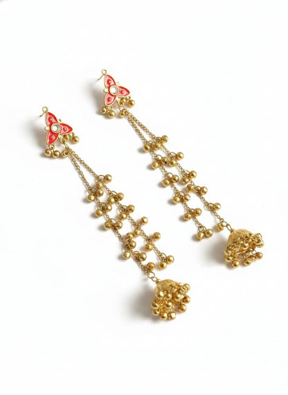 Nex Jewellers Multicolour long kashmiri jhumka for women chandbali earrings chand baliyan | kashmiri earrings for women | bahubali earrings stylish | Long Chain Tassels | Pearl Drop Latkan Jewellery