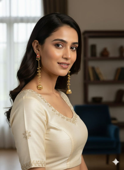 Nex Jewellers Multicolour long kashmiri jhumka for women chandbali earrings chand baliyan | kashmiri earrings for women | bahubali earrings stylish | Long Chain Tassels | Pearl Drop Latkan Jewellery