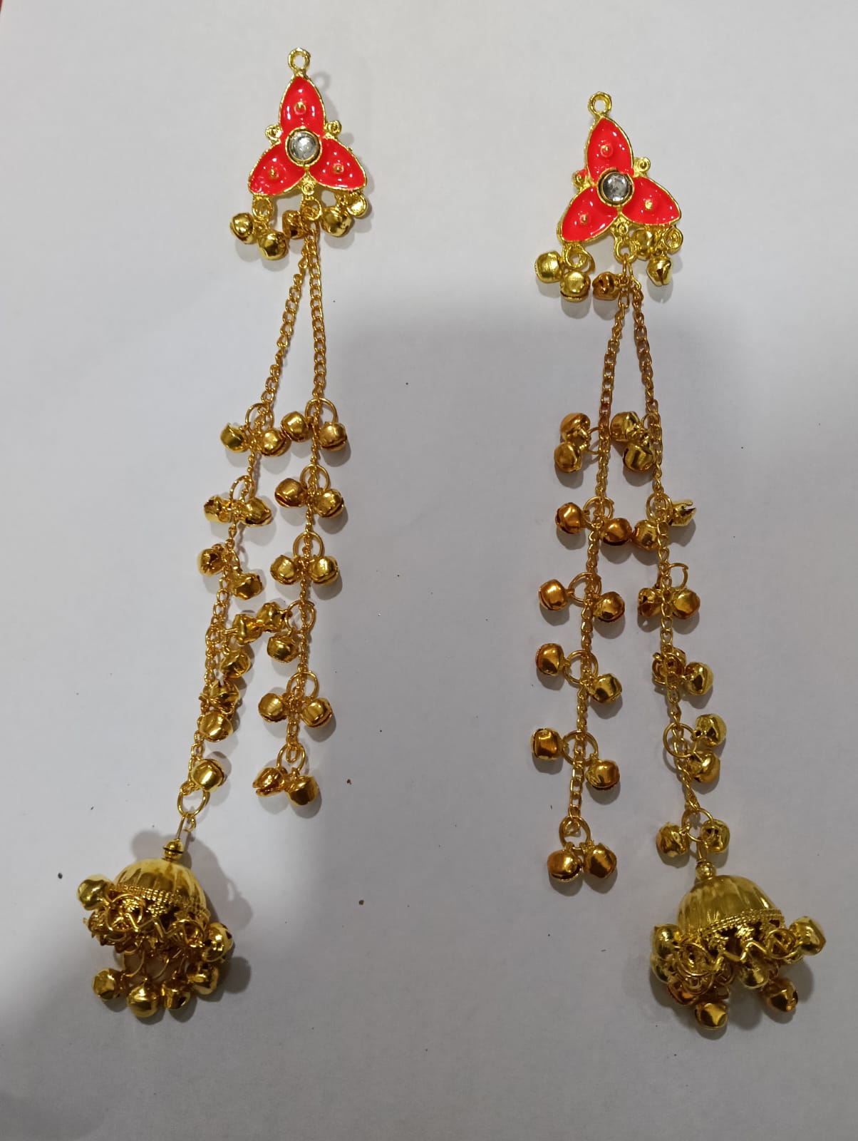 Nex Jewellers Multicolour long kashmiri jhumka for women chandbali earrings chand baliyan | kashmiri earrings for women | bahubali earrings stylish | Long Chain Tassels | Pearl Drop Latkan Jewellery