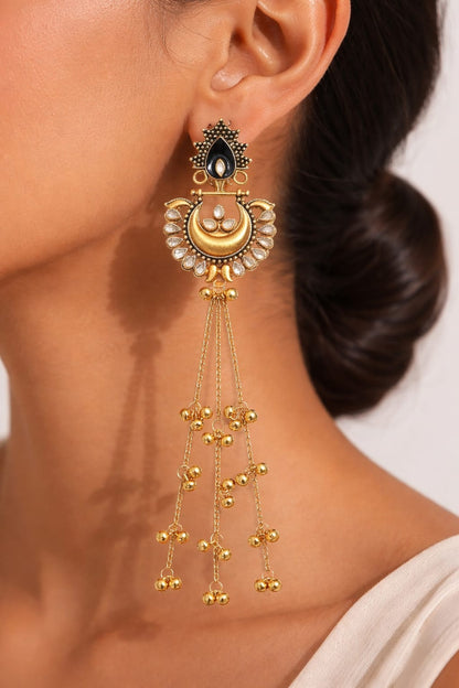 Nex Jewellers Green/Maroon long kashmiri jhumka for women chandbali earrings chand baliyan | kashmiri earrings for women | bahubali earrings stylish | Traditional Indian Festive Jewelry | Long Chain