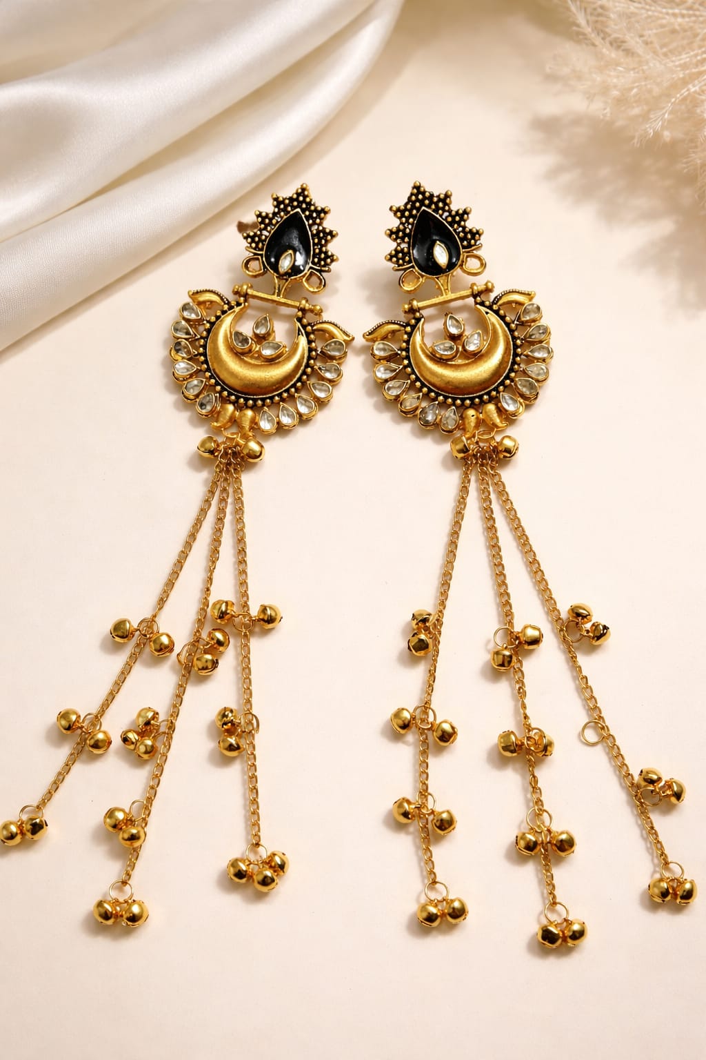 Nex Jewellers Green/Maroon long kashmiri jhumka for women chandbali earrings chand baliyan | kashmiri earrings for women | bahubali earrings stylish | Traditional Indian Festive Jewelry | Long Chain