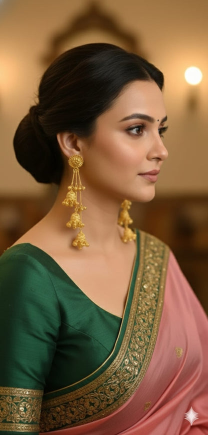 Nex Jewellers Multicolour long kashmiri jhumka for women chandbali earrings chand baliyan | kashmiri earrings for women | bahubali earrings stylish | Traditional Indian Festive Jewelry