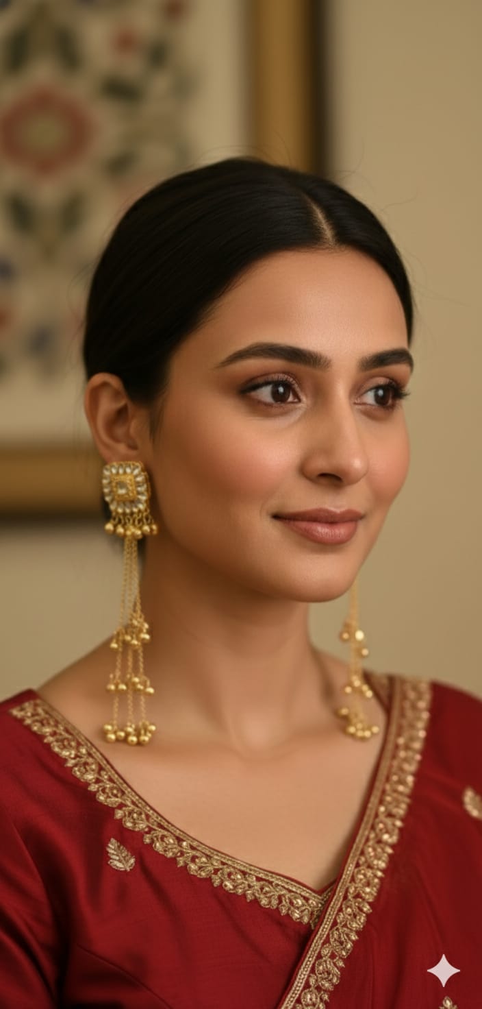 Nex Jewellers Multicolour long kashmiri jhumka for women chandbali earrings chand baliyan | kashmiri earrings for women | bahubali earrings stylish Pearl Drop Latkan Jewellery