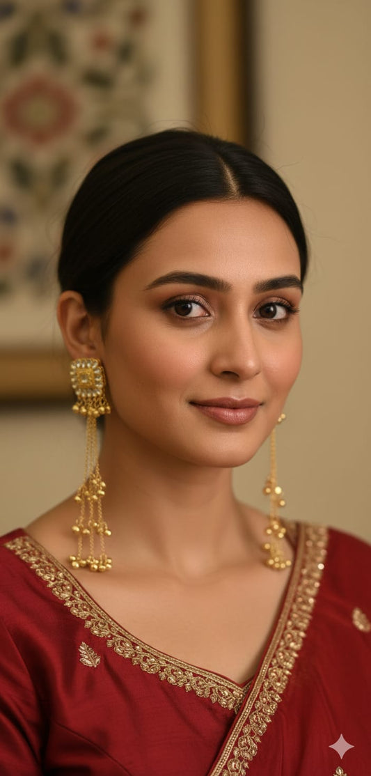 Nex Jewellers Multicolour long kashmiri jhumka for women chandbali earrings chand baliyan | kashmiri earrings for women | bahubali earrings stylish Pearl Drop Latkan Jewellery