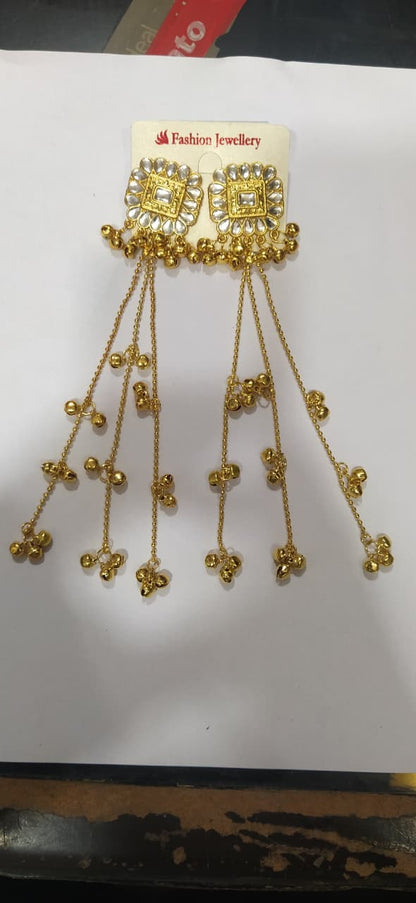 Nex Jewellers Multicolour long kashmiri jhumka for women chandbali earrings chand baliyan | kashmiri earrings for women | bahubali earrings stylish Pearl Drop Latkan Jewellery