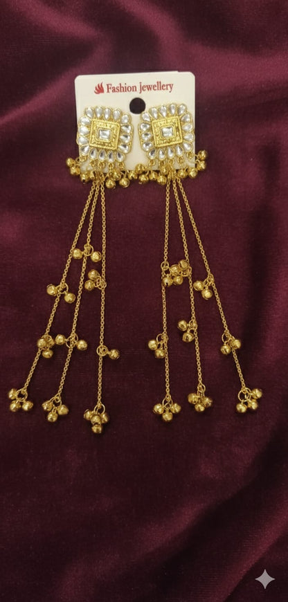 Nex Jewellers Multicolour long kashmiri jhumka for women chandbali earrings chand baliyan | kashmiri earrings for women | bahubali earrings stylish Pearl Drop Latkan Jewellery