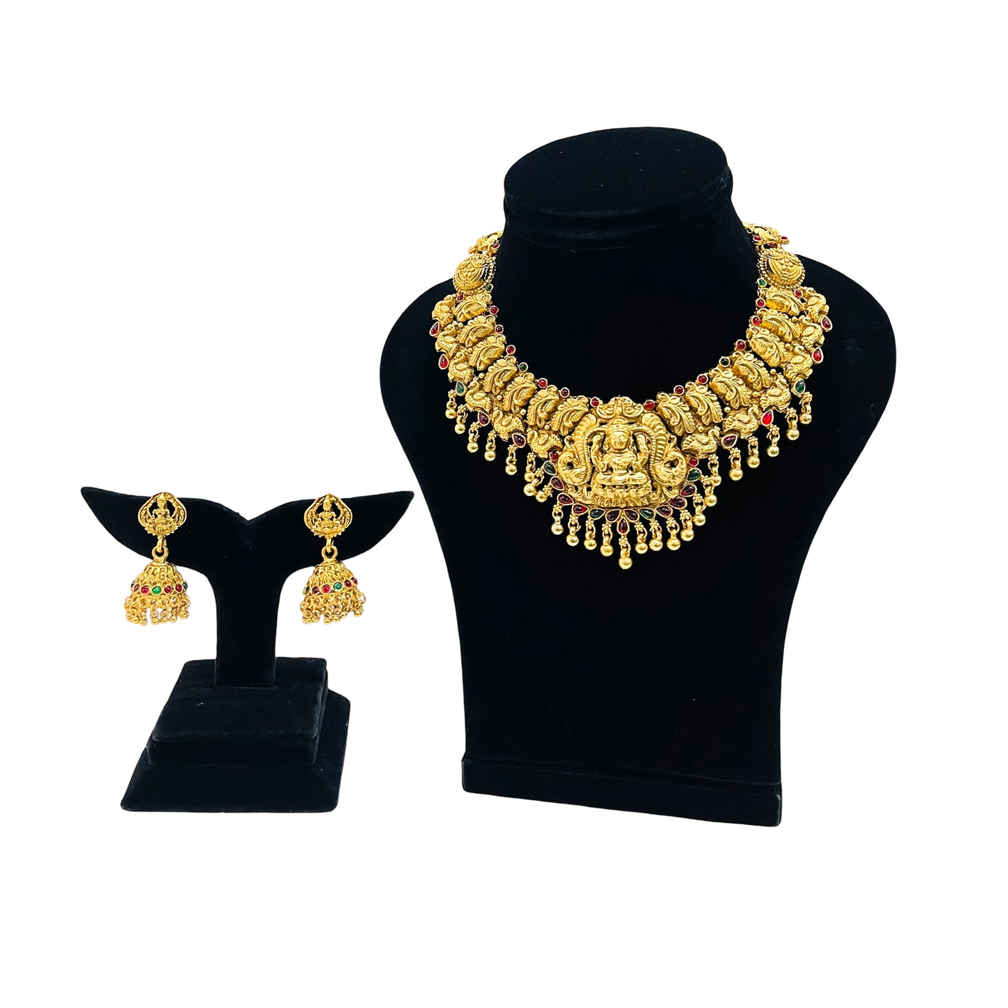 Nex Jewellers Gold Plated Latest Stylish Fancy Choker Traditional Jewellery Set for Women | Temple Necklace Set | Festive Wedding Party Necklace | just Like Original Gold Jewellery