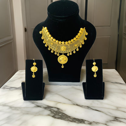 Nex Jewellers One Gram Micro Gold Plated Jewellery Set for women Traditional  Unique Design Choker Necklace Set/Jewellery Set with Earrings for Women | Just Like Original Gold Jewellery
